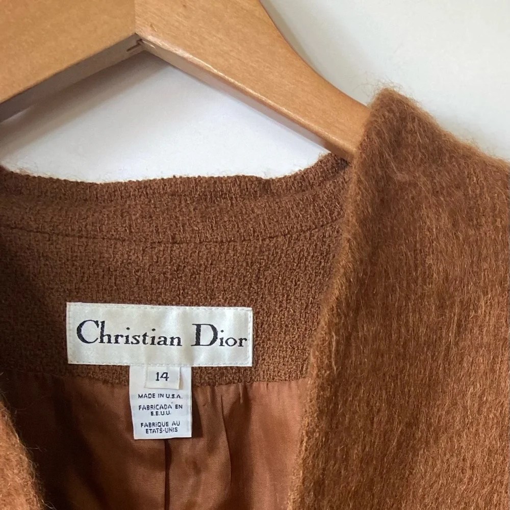 Vintage 1980s Christian Dior 3pc brown mohair suit